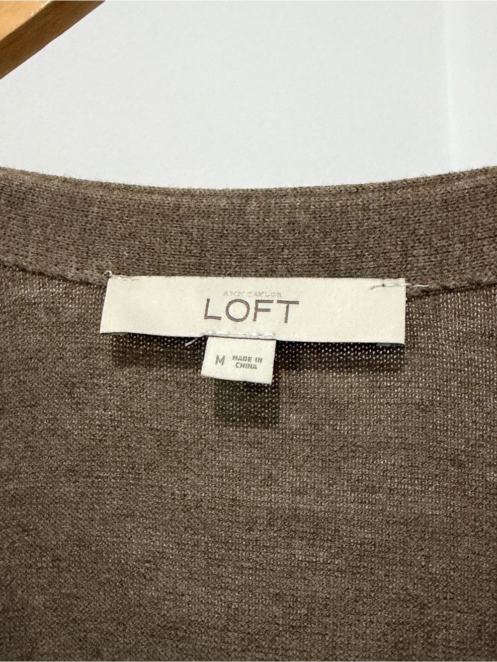 LOFT Brown Open-Front Ribbed-Hem Cardigan - Picture 3 of 3
